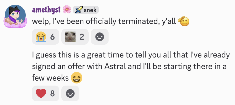 I've been officially terminated y'all